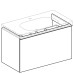 500.612.JL.2 Acanto Тумба для умивальника 90 см, з одним висувним ящиком і одним внутрішнім висувним ящиком: корпус: лакований матовий / пісочно-сірий, фасад: пісочно-сіре скло (1 сорт)
